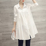 Large-Size Women's Clothing Spring New Blouse Collar Collar Long-Term Skirt Fat Sister Loose Shirt