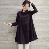 Large-Size Women's Clothing Spring New Blouse Collar Collar Long-Term Skirt Fat Sister Loose Shirt