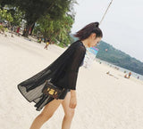2026 Spring And Summer Sunscreen Ultra-Thin Perspective Chiffon Sleet Cardigan Air-Conditioning Shirt Long Shawl Coat Summer New Woman