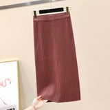 2026 Autumn Pure Color High-Waisted Hip Skirt Short Skirt After The Fork A Skirt Knitted Acetic Acid Skirt Woman