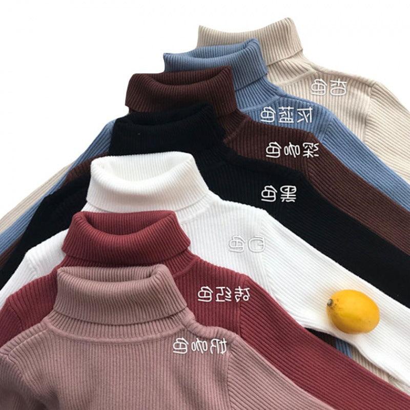 Spring And Autumn Blouse New Korean Version Of The Slime With High-Necked Long-Sleeved Bottom Shirt Thin Sweater Knitted Sweater Tide