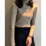 Spring And Autumn Blouse New Korean Version Of The Slime With High-Necked Long-Sleeved Bottom Shirt Thin Sweater Knitted Sweater Tide