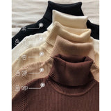 Spring And Autumn Blouse New Korean Version Of The Slime With High-Necked Long-Sleeved Bottom Shirt Thin Sweater Knitted Sweater Tide