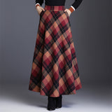 Real Shooting Retro Hair Lattice Half-Dress Women's Autumn And Winter Long High-Waist Skirts This Skirts Thickened