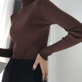 Spring And Autumn Blouse New Korean Version Of The Slime With High-Necked Long-Sleeved Bottom Shirt Thin Sweater Knitted Sweater Tide