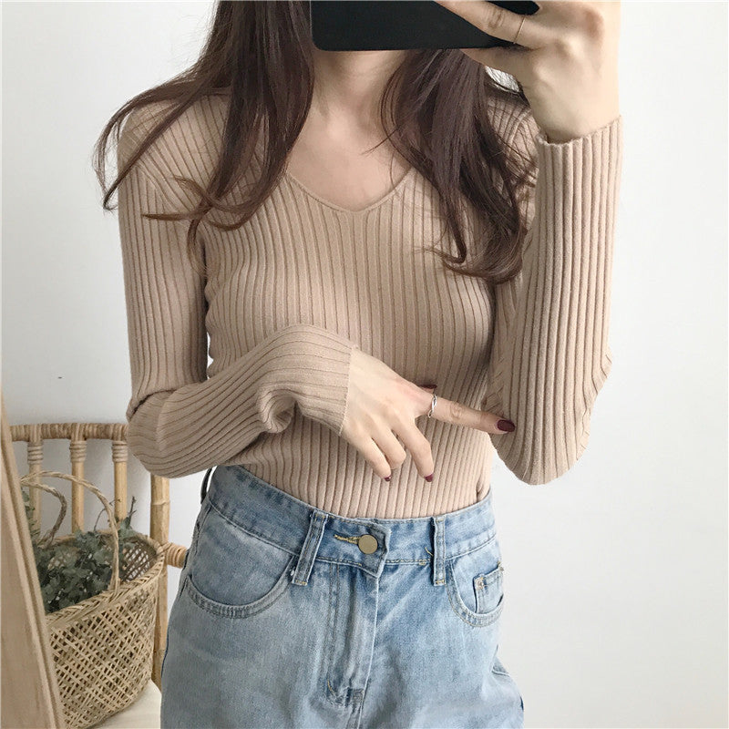 2025 New Knitwear In The Knit Shirt Autumn And Winter Jacket Thick Tight Height Collar Sweater Women's Bottom Shirt