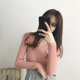 2025 New Knitwear In The Knit Shirt Autumn And Winter Jacket Thick Tight Height Collar Sweater Women's Bottom Shirt