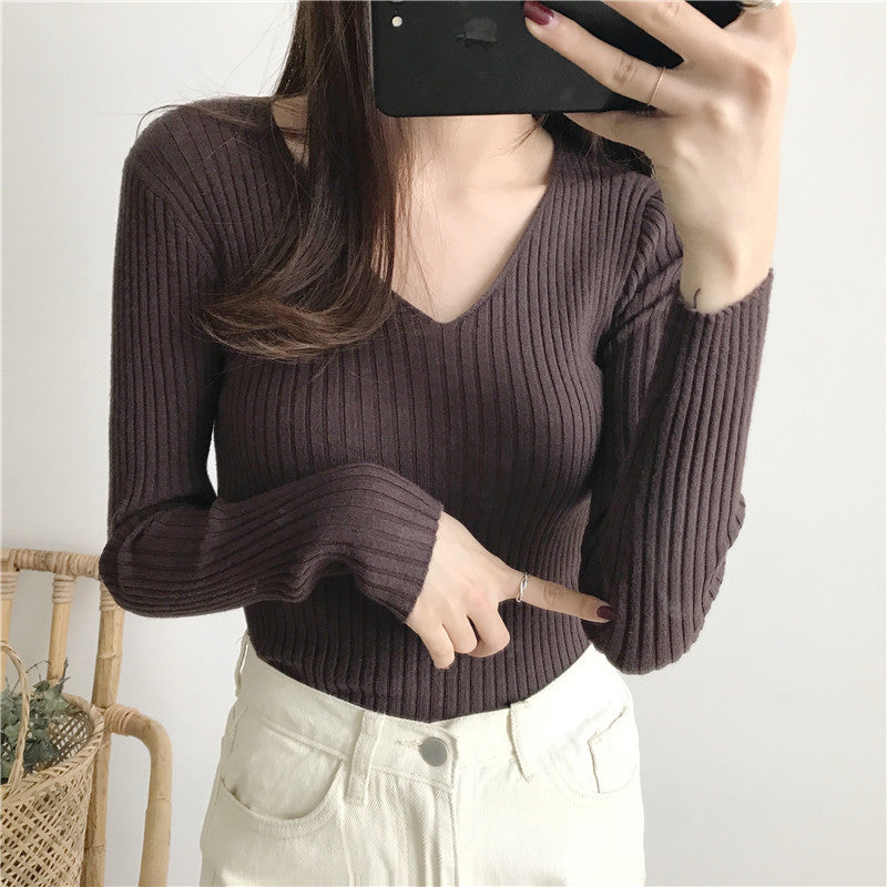 2025 New Knitwear In The Knit Shirt Autumn And Winter Jacket Thick Tight Height Collar Sweater Women's Bottom Shirt