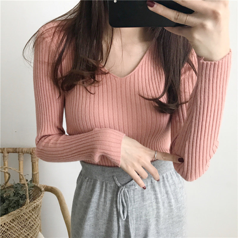 2025 New Knitwear In The Knit Shirt Autumn And Winter Jacket Thick Tight Height Collar Sweater Women's Bottom Shirt