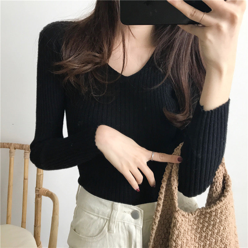 2025 New Knitwear In The Knit Shirt Autumn And Winter Jacket Thick Tight Height Collar Sweater Women's Bottom Shirt