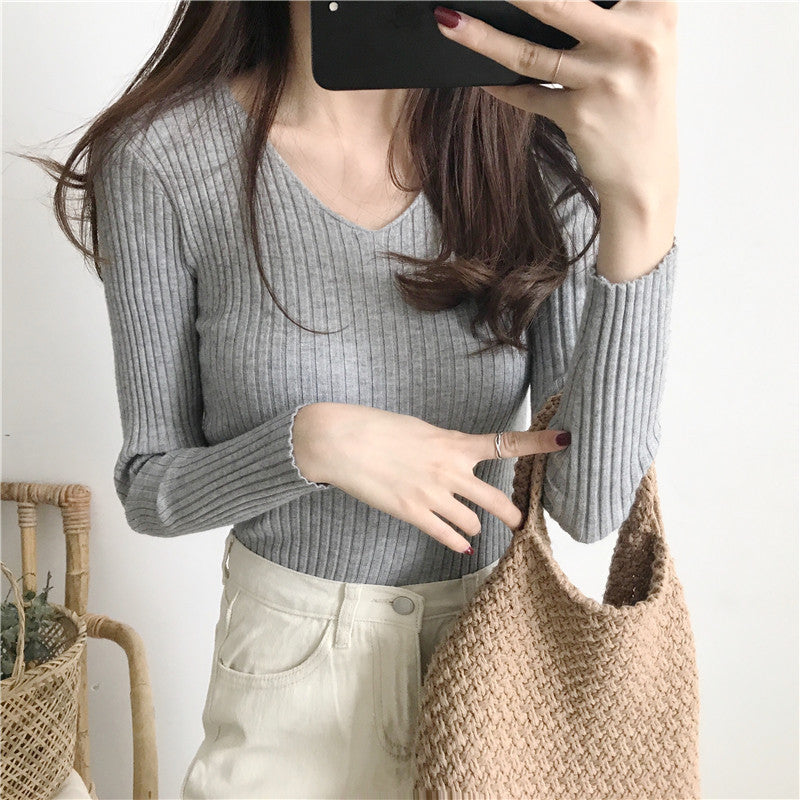 2025 New Knitwear In The Knit Shirt Autumn And Winter Jacket Thick Tight Height Collar Sweater Women's Bottom Shirt