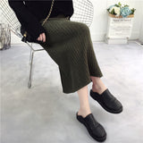 2026 Autumn Pure Color High-Waisted Hip Skirt Short Skirt After The Fork A Skirt Knitted Acetic Acid Skirt Woman