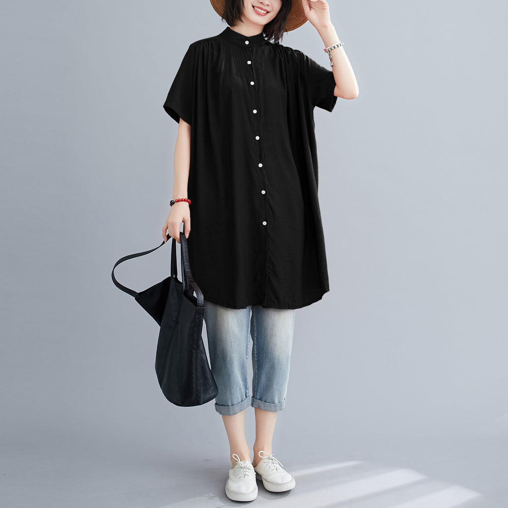 Net Color Temperament Shirt Fat Large Size Women's Clothing Long Coat Short Sleeve Buckle Collar Irregular Sunscreen