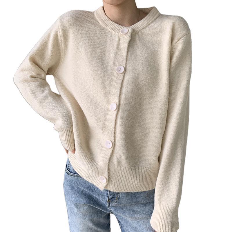 Scented Taro Purple Sweater Women's Cardigan Coat Women's College Style 2026 Autumn New Women's Korean Version Of Long-Sleeved Solid Color Top