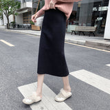 Knitted Skirt Women Autumn Winter Winter With Sweater High Waist Long Line 100 With Thick Open Fork And Hip Skirt