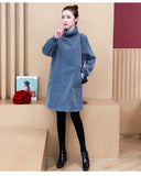 Large-Size Women's Autumn And Winter Thicker Corduroy Dress 2026 New Medium And Long Collar Plus Velvet Winter Skirt