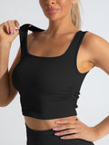 Sexy Sports U Collar Sleeveless Wrinkles Bottom Vest Can Wear A Body-Repair Yoga Running Vest Bottom Top Woman T