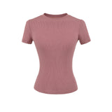 Summer Shoulder Ant Waist T-Shirt Thread Solid Color Foundation Repair Bottom Wide Edge Round Neck Bottom
