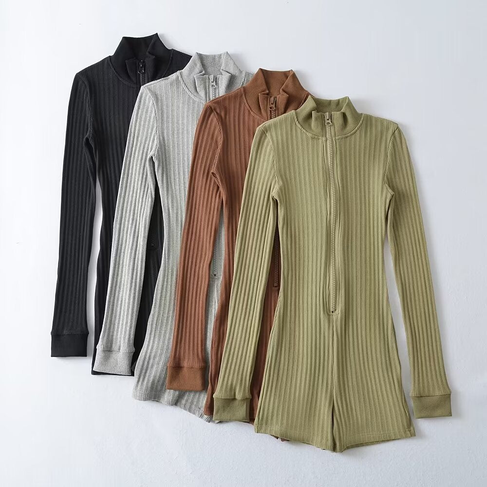 Spring And Autumn Fashion Zipper Half-High Collar Long Sleeve Straight-Up T-Shirt Thread Bottom Top
