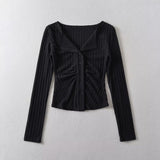 Spice Girls Autumn New Thick Long-Sleeved Knitted Cardigan V-Neck Folding Short Coat With Fashion