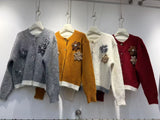 KANING Korean Round-Neck Three-Dimensional Flower Knitted Open Shirt 2026 Autumn And Winter New Lazy Wind Stifling Sweater Jacket