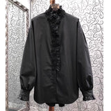 Three-Dimensional Nail Bead Flower Shirt Female Heavy Industry 2025 Early Spring New French Lotus Edge Splicing Long Sleeve Collar Top
