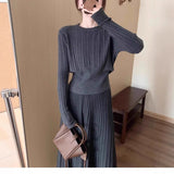 KANING Korean High-End Knitted Sweater Set 2026 Autumn Age Reduction Knitted Top Skirt Two-Piece