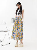 Summer New Art Design Ink Oil Painting Half-Body A Skirt In The Long Seven-Point Skirt