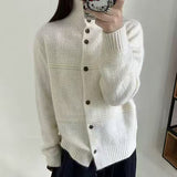KANING Korean Languishing Collar Solid-Color Knitted Cardigan 2026 Autumn And Winter New Fashion Sweater Jacket