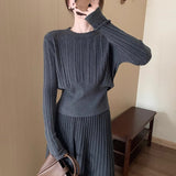 KANING Waist Design Thin Round Collar Knitted Bottom Shirt 2026 Autumn New Soft Glutinous Bottom Sweater