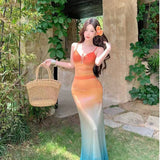 Net Yarn Sling Temperament Dress Women 2026 Summer New High-End Slim Slimming Holiday Bottom Dress Girl