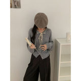 KANING Korean Lace Collar Sweater Small Coat Girl Autumn New Solid Color Soft Knitted Open Shirt