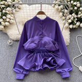 French Light Luxury Famous High-End Bubble Bubble Sleeve Shirt Women Autumn Waist Lotus Leaf Side Design Niche Super Fairy Top