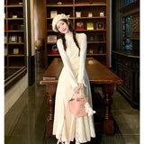 Small Knitted Dress Autumn And Winter Lace Spliced Fishtail Skirt Half-High Sweater Skirt