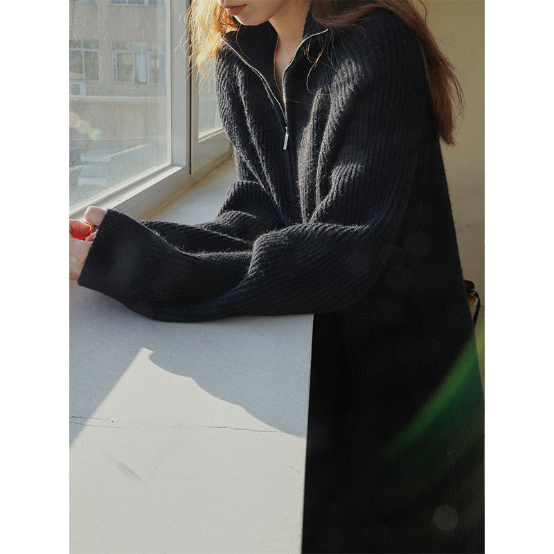 KANING Languid Over The Knee Long Laplging Loose Sweater Skirt In Autumn And Winter On The Bottom Of The Knitted Dress