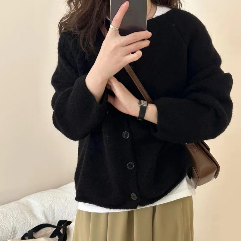Scented Taro Purple Sweater Women's Cardigan Coat Women's College Style 2026 Autumn New Women's Korean Version Of Long-Sleeved Solid Color Top