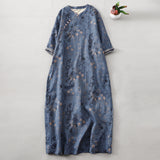 2026 Japan Hanchun Summer New Literary And Art Retro Printing Sleeve Cheongsam Dress Woman