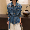 Heavy Industry Hand Embroidery Cowboy Jacket 2026 Spring New Collar Tie With Thin Jacket Top