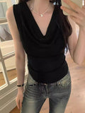 Ins Pure Hottie Sexy Sleeveless Collar Vest T-Shirt Girl Summer New Sweet Hot Shirt