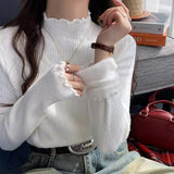 KANING Korean Vintage Tuffen Thick Knitted T-Shirt 2026 Autumn And Winter New Half-High Collar With Sweater Woman