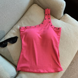Sexy Oblique Shoulder Strap Sling Sling Vest Women Wearing One Shoulder Design Pics Short Sleeveless Inside The Top