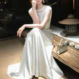 2026 Summer Elegant Temperament Ribbon Dress Lanky High-Rise High-Rise A Word Thin Dress