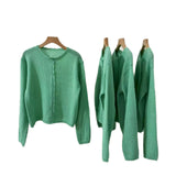 KANING High-End Feel Apple Green Lace Knitted Cardigan 2026 Outside With A Loose Lazy Sweater Jacket