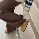 KANING Crotch Knitted Broad-Legged Trousers Women 2026 Autumn And Winter High Waist Hanging Mop Lengthened Leisure Straight Pants