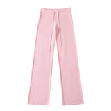 Summer New Yoga Elastic High-Waisted Loose-Rloose Straight Trousers Languid Languid Casual Drag Trousers