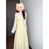 Korean Dopamine Cream Yellow Gentle Temperament Small Dress With Thin Dress With Thin Dress