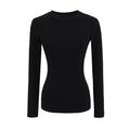Spice Girls New Shoulder Round Neck Long Sleeve Elastic Waist T-Shirt Soft-Skinned Solid-Colored Back-To-Bottom Shirt