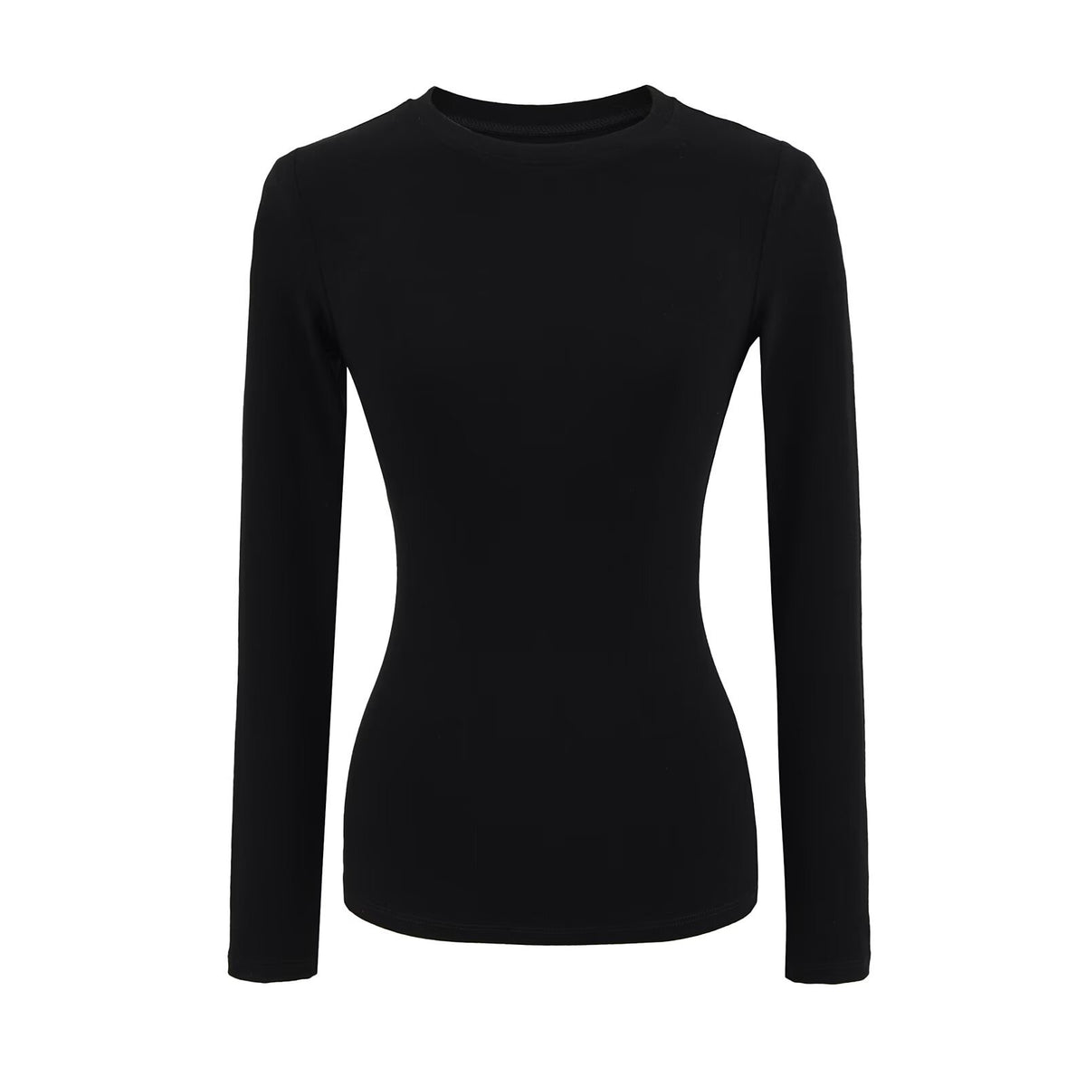 Spice Girls New Shoulder Round Neck Long Sleeve Elastic Waist T-Shirt Soft-Skinned Solid-Colored Back-To-Bottom Shirt