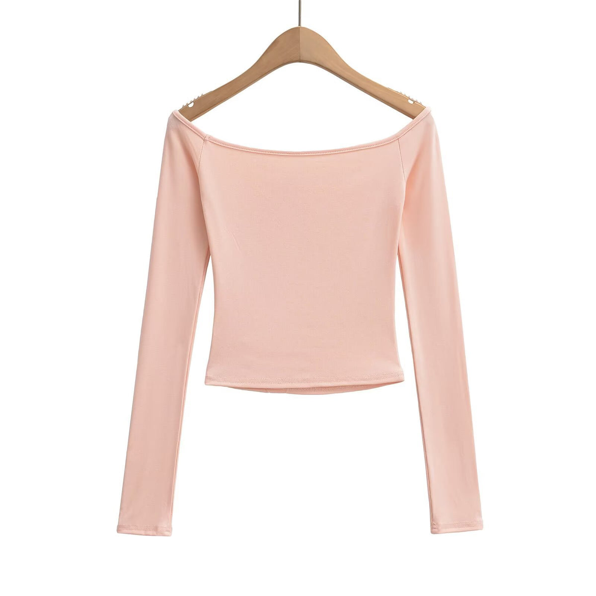 Pure-Style Hottie Button Word Shoulder Long-Sleeved T-Shirt Short Note Collared Sexy Bottom Shirt Wear