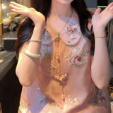 Pomegranate De Mulberry Silk Vest T-Shirt Small Shorts Girl 2026 Summer New Chinese Style Suit Pants Tide